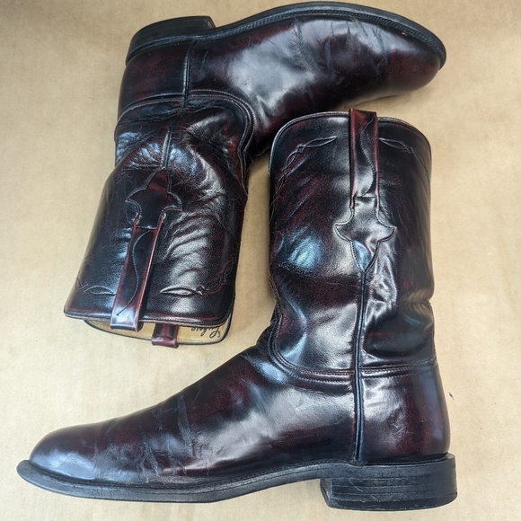 Lucchese Classics men's size 10.5E black cherry leather classic Western cowboy b - Picture 7 of 12